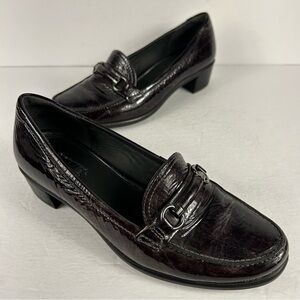 ❤️ Ecco Shiny Black Women’s Leather Loafers Size 47